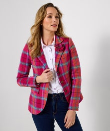Charming Check Jacket With Detachable Corsage