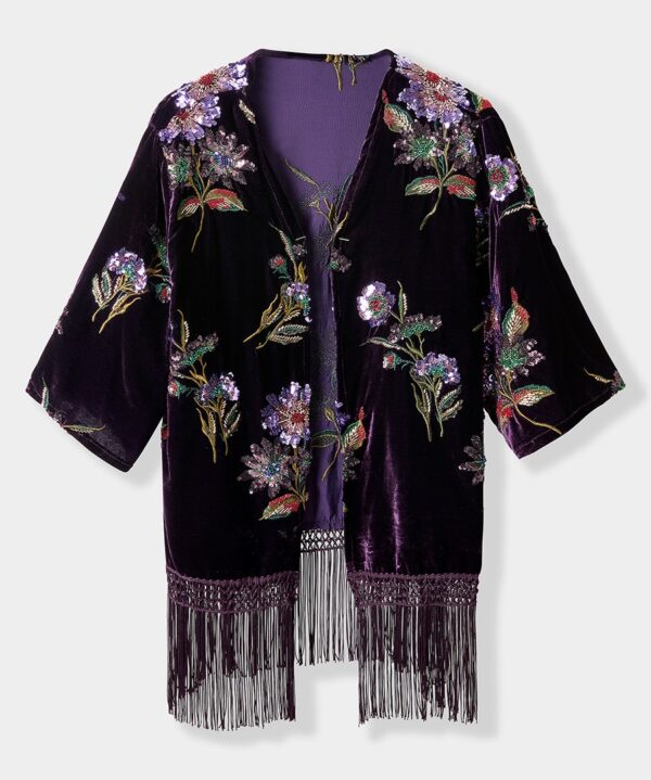 Exotic Blooms Premium Sequin Kimono