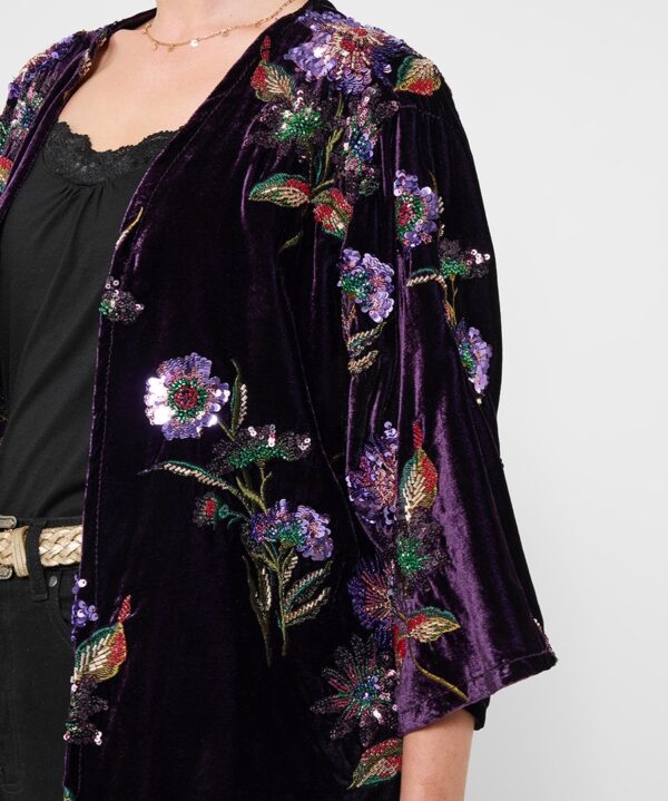 Exotic Blooms Premium Sequin Kimono
