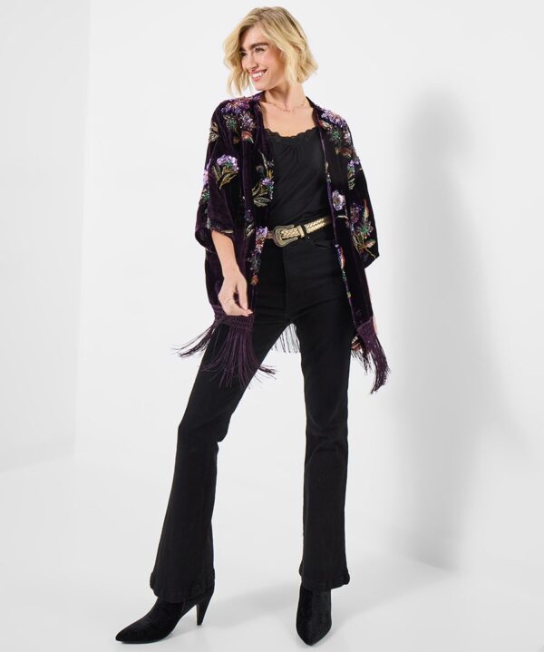 Exotic Blooms Premium Sequin Kimono