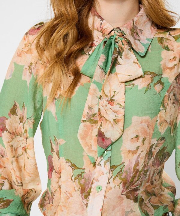 Olivia Printed Blouse With Detachable Tie