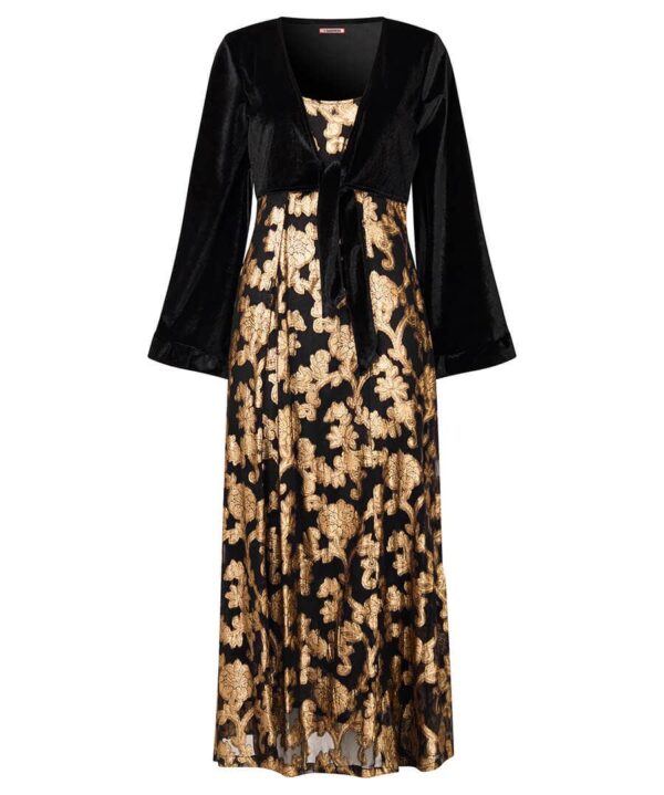 Belle Jaquard And Velvet Dress