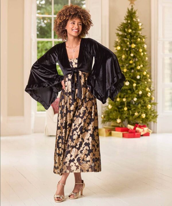 Belle Jaquard And Velvet Dress