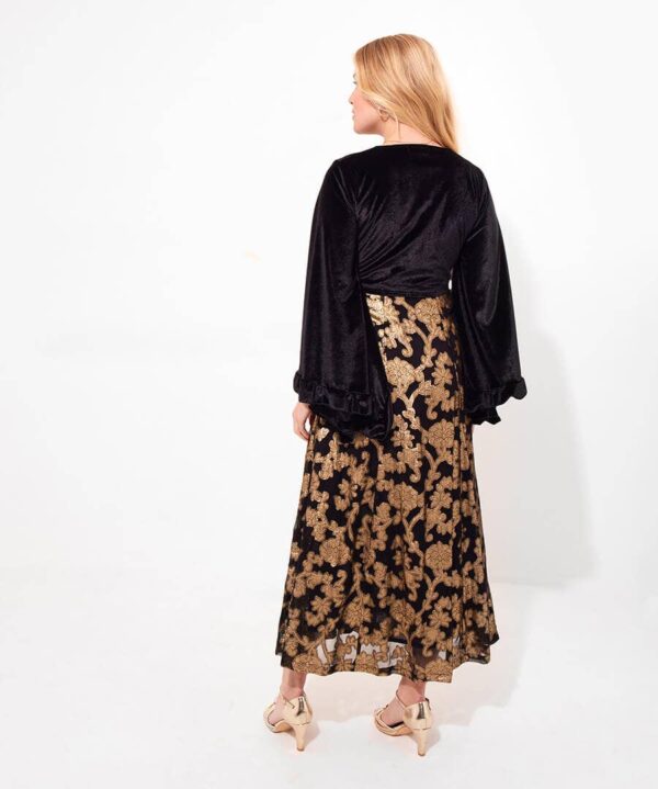Belle Jaquard And Velvet Dress