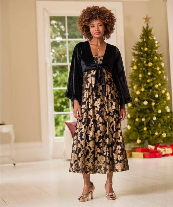 Belle Jaquard And Velvet Dress