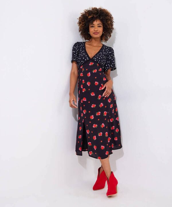 Louisa Spots And Floral Midi Dress