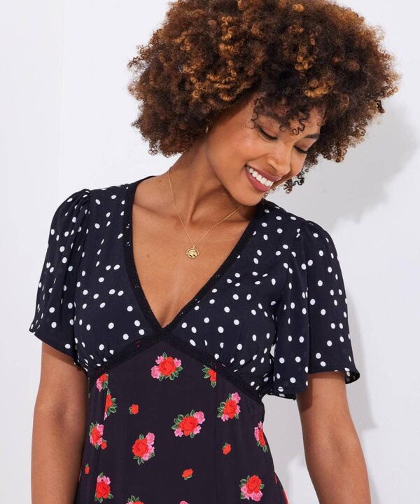 Louisa Spots And Floral Midi Dress