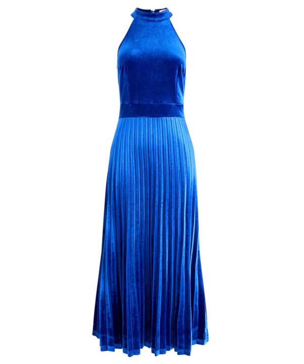 Hallie Blue Velvet Halter Neck Maxi Dress