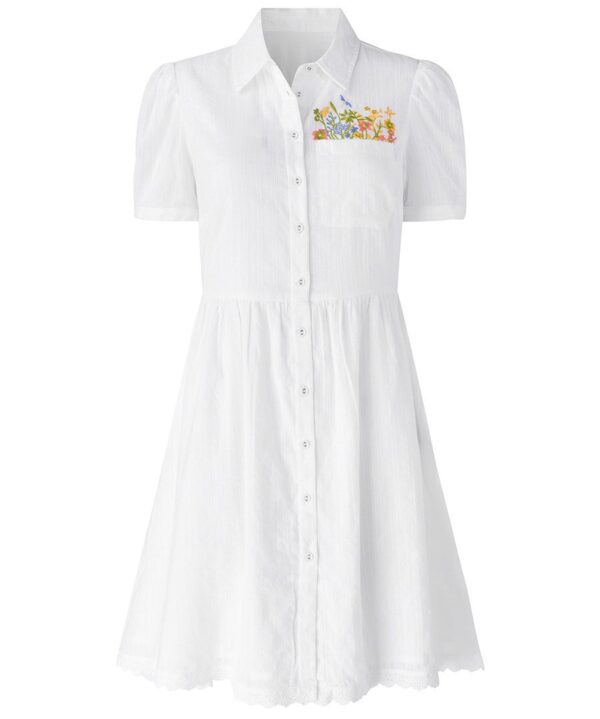 Spring Meadows Embroidered Cotton Dobby Dress