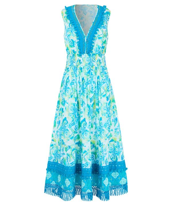 Clear Waters Tassel Trim Dress