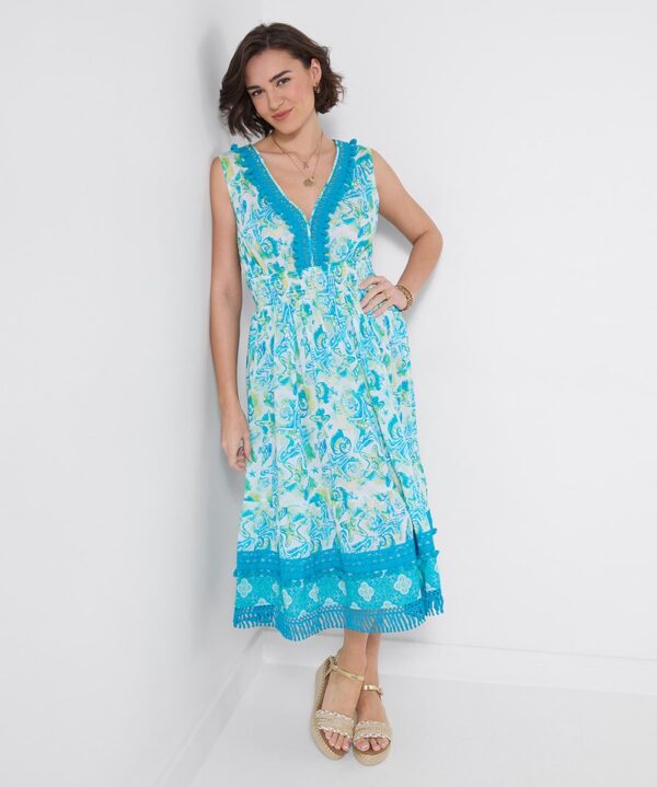 Clear Waters Tassel Trim Dress