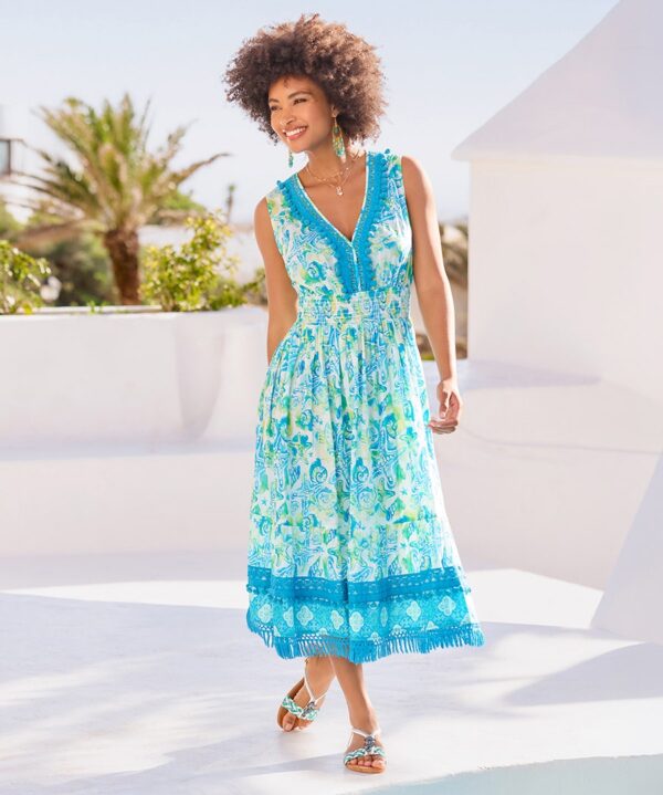 Clear Waters Tassel Trim Dress