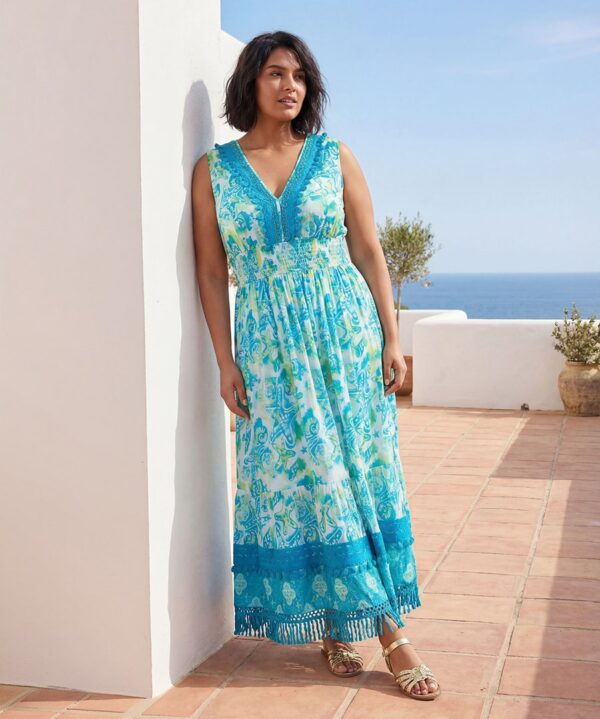 Clear Waters Tassel Trim Dress