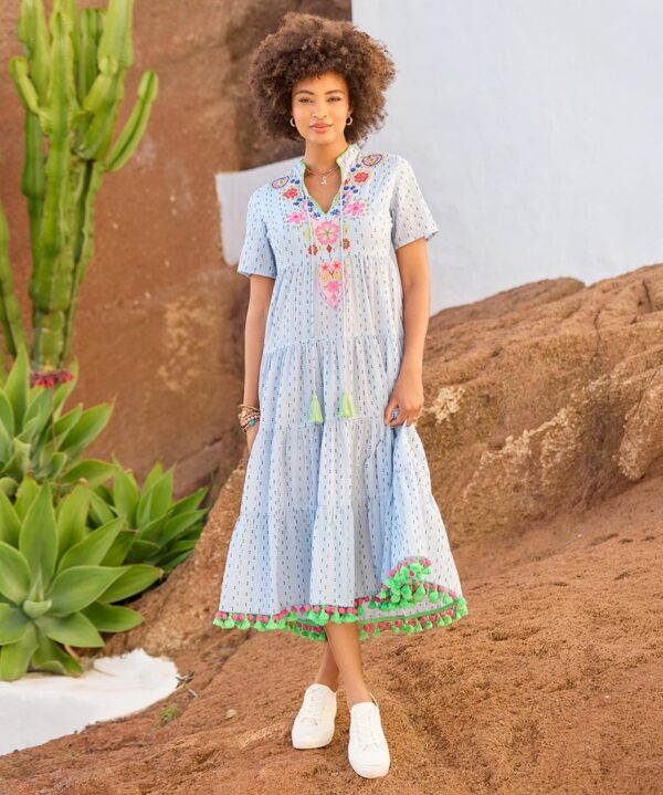 Aimee Embroidered Midi Dress