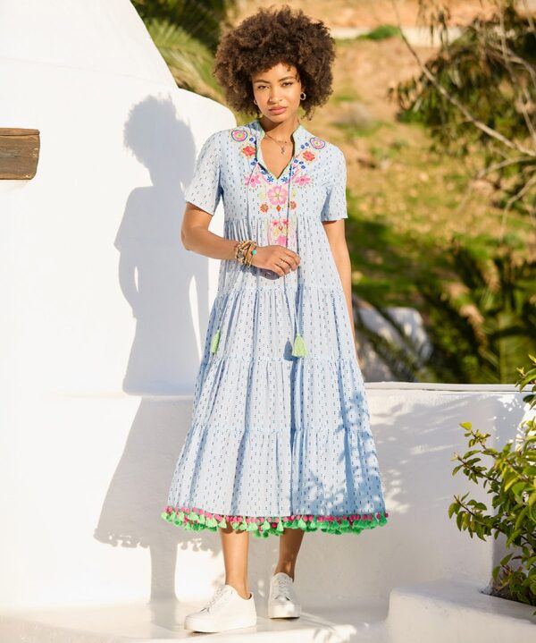 Aimee Embroidered Midi Dress