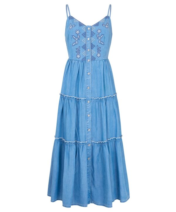 Ellie Embroidered Denim Dress