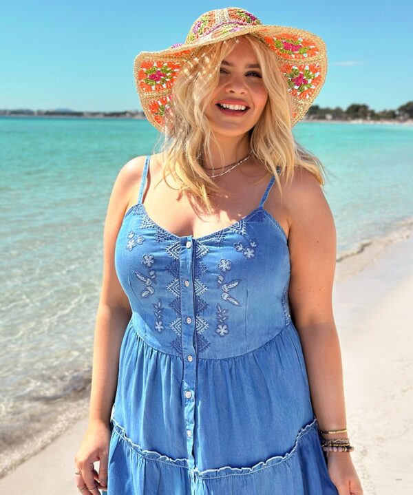Ellie Embroidered Denim Dress