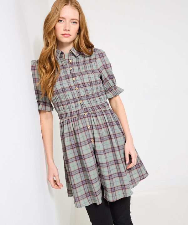 All About The Checks Shirred Tunic Shirt