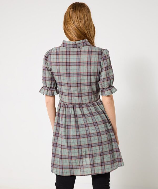 All About The Checks Shirred Tunic Shirt