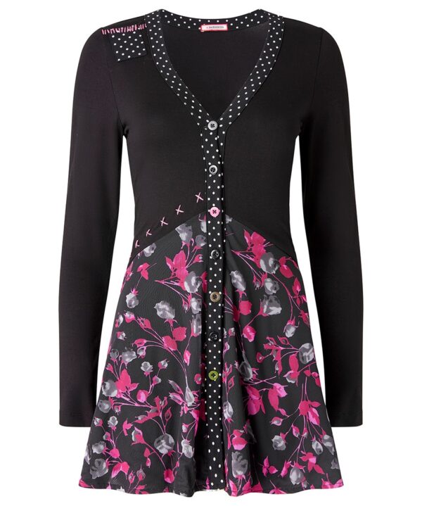 Pretty Florals Jersey Mesh Tunic Top