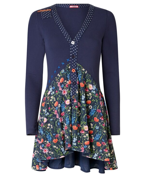 Pretty Florals Jersey Mesh Tunic Top