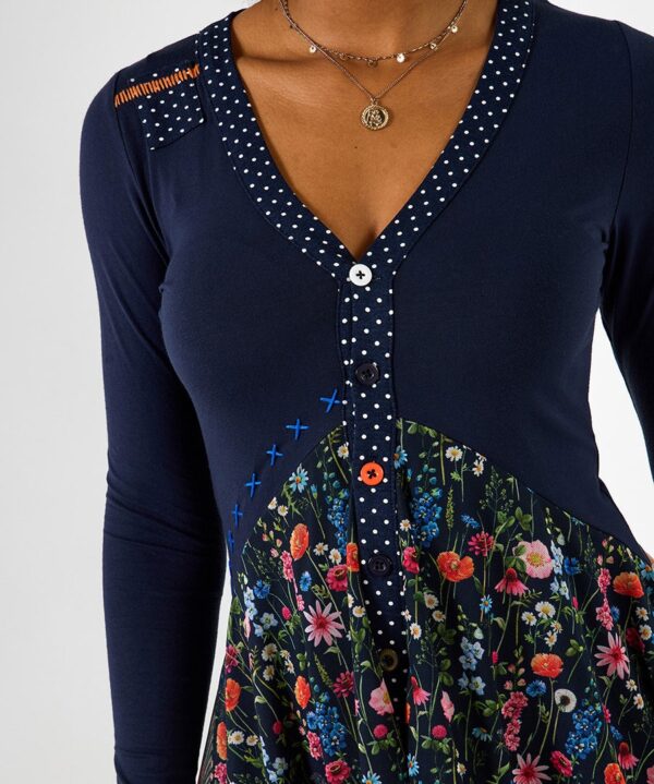 Pretty Florals Jersey Mesh Tunic Top