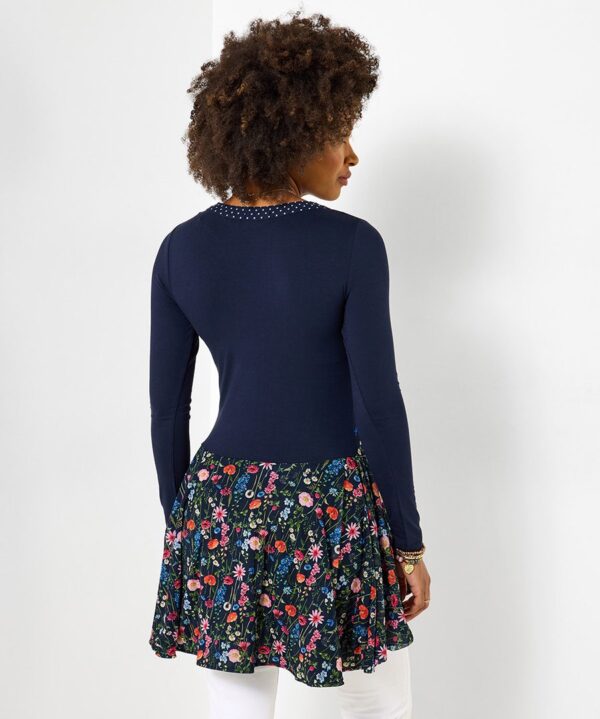 Pretty Florals Jersey Mesh Tunic Top