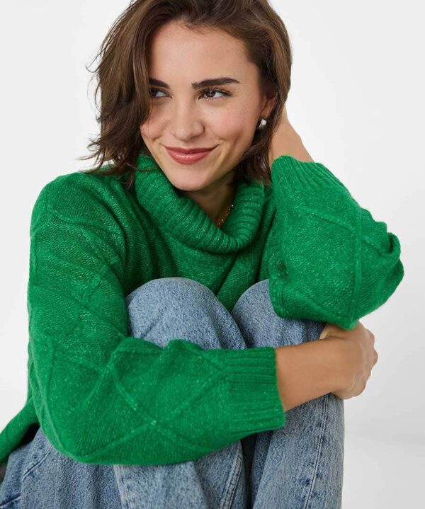 Remarkable Roll Neck Diamond Knit Jumper