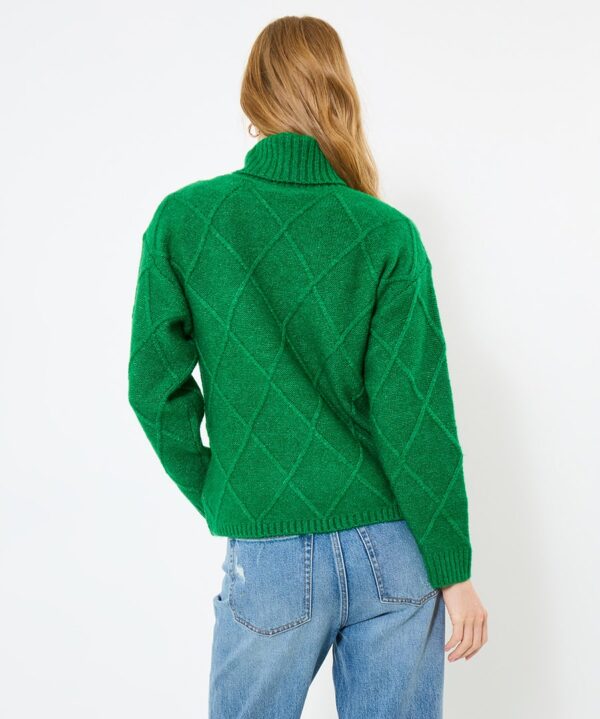 Remarkable Roll Neck Diamond Knit Jumper