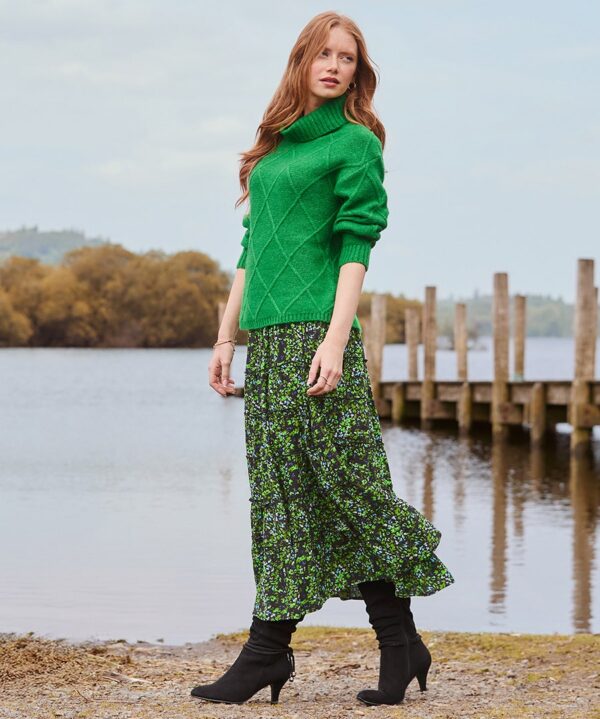 Remarkable Roll Neck Diamond Knit Jumper