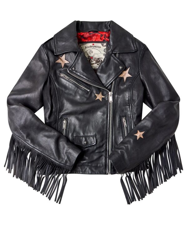 All In The Detail Tassel Collared Leather Biker Jacket