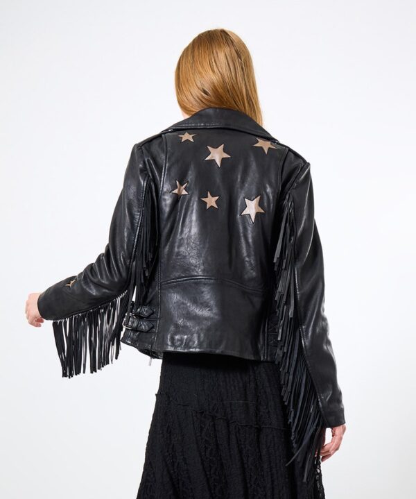All In The Detail Tassel Collared Leather Biker Jacket