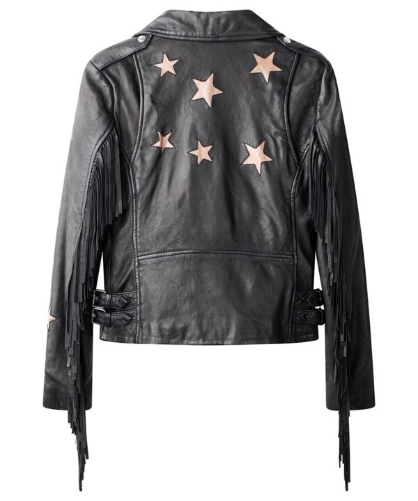 All In The Detail Tassel Collared Leather Biker Jacket