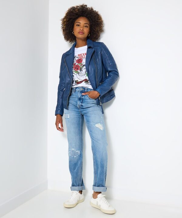 Leather Collared Biker Jacket
