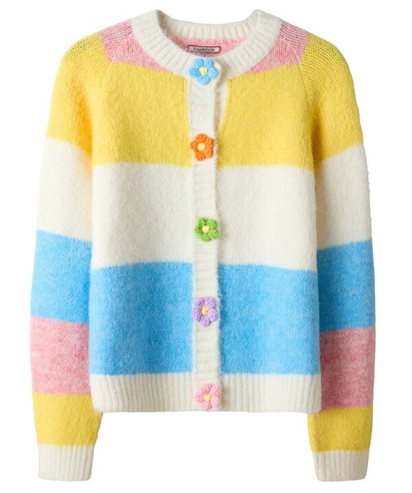 Lola Flower Button Stripe Cardigan