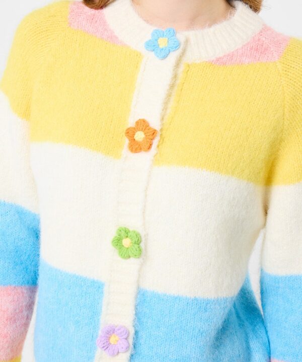 Lola Flower Button Stripe Cardigan