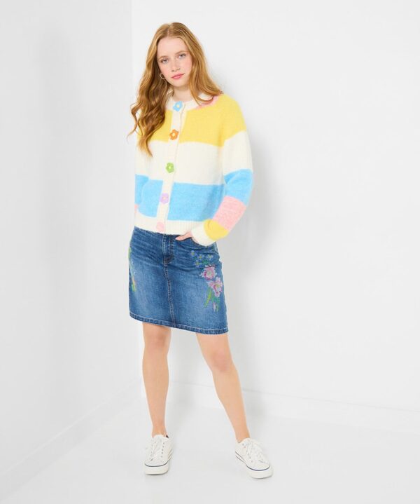 Lola Flower Button Stripe Cardigan
