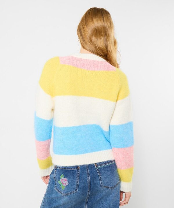 Lola Flower Button Stripe Cardigan