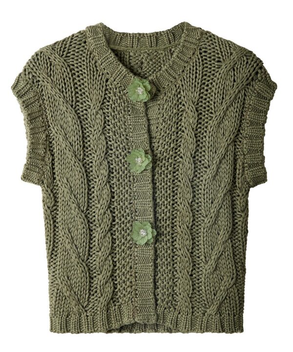 Louisa Sleeveless Cable Knit Cardigan
