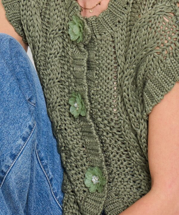 Louisa Sleeveless Cable Knit Cardigan