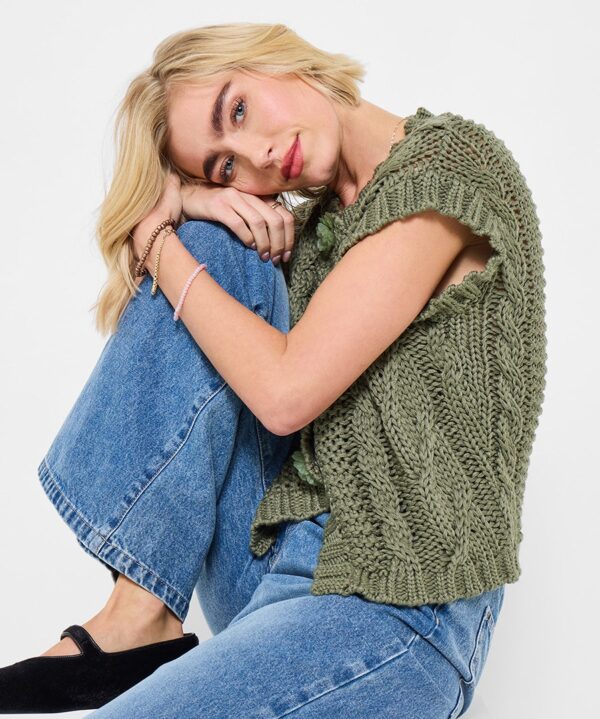 Louisa Sleeveless Cable Knit Cardigan