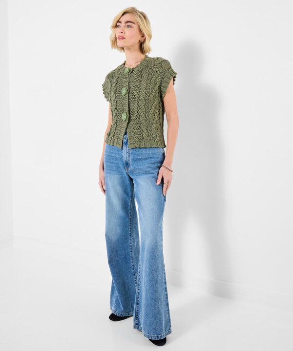 Louisa Sleeveless Cable Knit Cardigan