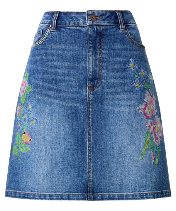 Dalia Embroidered Denim Mini Skirt