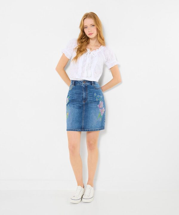 Dalia Embroidered Denim Mini Skirt