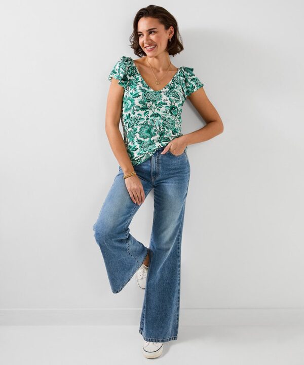 Amelia Frill Sleeve Jersey Top