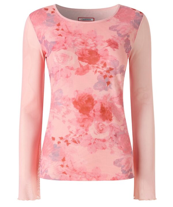 Radiant Rose Long Sleeve Mesh Top