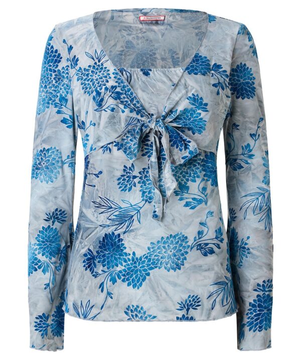 Beach Boutique Tie Front Flocked Top