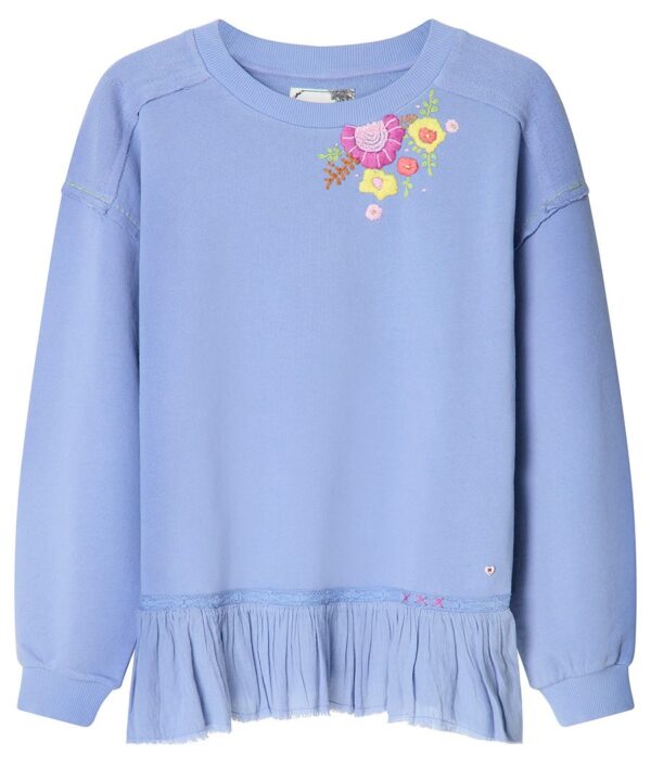 Elodie Embroidered Woven Hem Sweatshirt