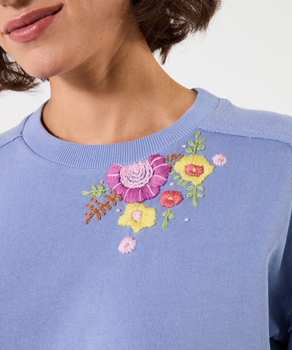 Elodie Embroidered Woven Hem Sweatshirt