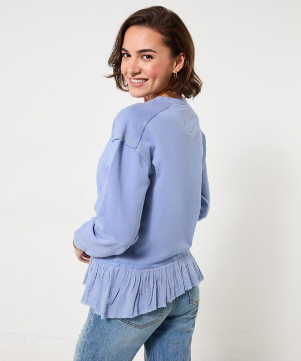 Elodie Embroidered Woven Hem Sweatshirt